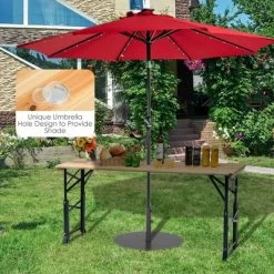 Costway 66.5" Outdoor Folding Wood Picnic Table Height Adjustable Metal Frame -Furniture Specialty Store GUEST 6c6903c8 df12 4b50 8ae4 fe4124dc299e