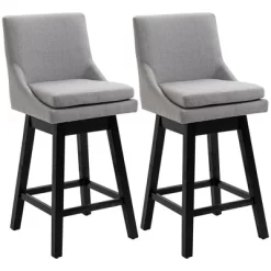 HOMCOM 28" Set Of 2 Swivel Bar Height Bar Stools, Armless Upholstered Barstools Chairs With Soft Padding Cushion And Wood Legs -Furniture Specialty Store GUEST 6cb125b8 f92a 4124 a869 919e6f850e5f
