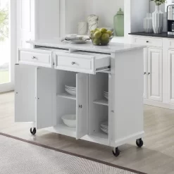 Avery Kitchen Island/Cart Distressed White/White Marble - Crosley -Furniture Specialty Store GUEST 6cf53b32 3a54 4bdb 8579 6d599589adf0