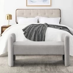 Donna 52" Large Storage Ottoman Upholstered Teddy Bench With Solid Wood Legs-Maison Boucle -Furniture Specialty Store GUEST 6d51aeec 5fbc 4bd2 a204 0705df851eef