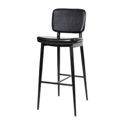 Set Of 2 Faux Leather Contemporary Black Metal Frame Barstools With Integrated Footrest - Merrick Lane -Furniture Specialty Store GUEST 6da039cb 8a5f 4c85 9138 dd6d58a134d7