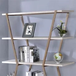 Ketano Metal 4-Shelf Bookcase In Champagne And White - Furniture Of America -Furniture Specialty Store GUEST 6e01d8de 257e 46ee 8a34 e32add42301e