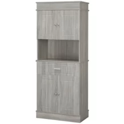 HOMCOM 72" Kitchen Buffet With Hutch, Freestanding Pantry Cupboard With Utility Drawer, 2 Door Cabinets And Countertop, Grey Wood Grain -Furniture Specialty Store GUEST 6e6eb6fc 36de 47f2 a81f 4cfcb7e9ebda