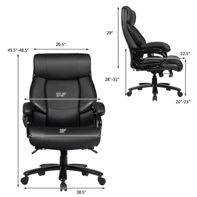 Costway Big & Tall 500lb Massage Office Chair Executive PU Leather Computer Desk Chair Black 3 Costway Big & Tall 500lb Massage Office Chair Executive PU Leather Computer Desk Chair Black