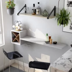 Donjala 4 Bottle Floating Wine Rack White/Light Brown - MiBasics