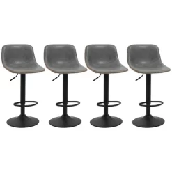 HOMCOM Adjustable Bar Stools Set Of 4, Swivel Bar Height Chairs Barstools Padded With Back For Kitchen, Counter, And Home Bar, Gray -Furniture Specialty Store GUEST 6ed50929 b0db 4812 bbb5 03800149e36c