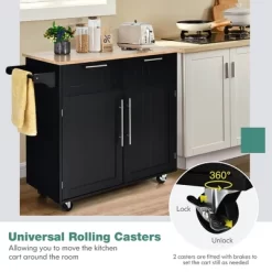 Costway Rolling Kitchen Cart Island Heavy Duty Storage Trolley Cabinet Utility Black 18 Costway Rolling Kitchen Cart Island Heavy Duty Storage Trolley Cabinet Utility Black -Furniture Specialty Store GUEST 6f11f5ec c16c 4b70 9388 4438270832e1