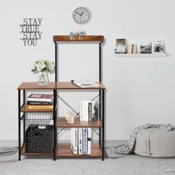 Costway 4-Tier Vintage Kitchen Baker's Rack Utility Microwave Stand W/ Basket & 5 Hooks -Furniture Specialty Store GUEST 6f91a8b4 7336 4d48 92d8 a31479990f53