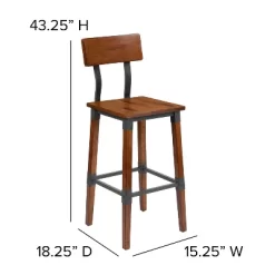 Emma And Oliver 4 Pack Commercial Grade Rustic Walnut Industrial Style Wood Dining Barstool -Furniture Specialty Store GUEST 6fe9ac4d 0d6f 4e0f a147 57050ac54792