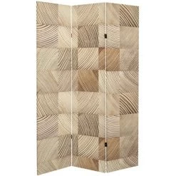 6" Double Sided Pale Wood Pattern Canvas Room Divider Brown - Oriental Furniture -Furniture Specialty Store GUEST 7039ccba 4c46 4ea3 89f5 5b716077b9a1