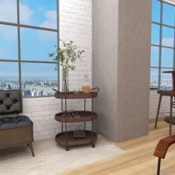 Wood 3 Tier Oval Tray Cart Brown - Olivia & May 28 Wood 3 Tier Oval Tray Cart Brown - Olivia & May -Furniture Specialty Store GUEST 704abf5f 7c95 4829 b476 3028d50266e8