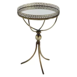 Metal And Glass Round Pedestal Table Gold - Olivia & May