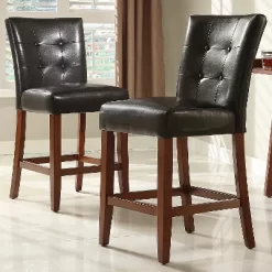 Set Of 2 24" Alexandra Button Tufted Counter Height Barstool Dark Brown - Inspire Q -Furniture Specialty Store GUEST 70af8857 795a 4a5e 8e9f 927635cfbc9b