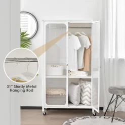 Costway Storage Wardrobe Cabinet Mobile Armoire Closet With Hanging Rod & Adjustable Shelf -Furniture Specialty Store GUEST 70cd814a 8f2f 4a42 b031 adf307943578