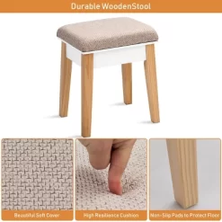 Costway Wooden Vanity Makeup Dressing Table Stool Round W/Drawer 15 Costway Wooden Vanity Makeup Dressing Table Stool Round W/Drawer -Furniture Specialty Store GUEST 7138e342 5f66 4b7c b9ff 64f9f81c2fc7