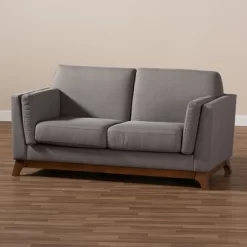 Baxton Studio Sava Fabric Upholstered Walnut Wood 2 Seater Loveseat Gray - BaxtonStudio -Furniture Specialty Store GUEST 7262e7b8 6e4f 4395 af0e 3913c31d4eb5