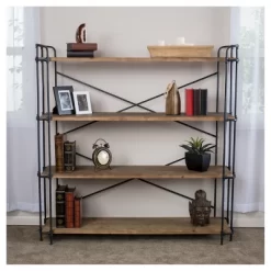 Yorktown 65.5" 4-Shelf Industrial Bookcase Brown - Christopher Knight Home