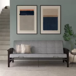 Full Brixen Wood Arm Metal Futon Frame With 6" Mattress - Room & Joy -Furniture Specialty Store GUEST 728a0b52 d5de 4e9c a217 bc19a893411d