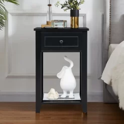 Costway Nightstand Chair Side End Table With Drawer & Shelf Bedroom Furniture White BrownBlack -Furniture Specialty Store GUEST 72e9718f 332c 4394 8aed 57bfc80e10b1