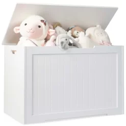 Costway Wooden Toy Box Kids Storage Chest Bench W/ Flip-Top Lid & Safety Hinge WhiteBrown -Furniture Specialty Store GUEST 733e8510 c79f 46e7 91ff bb3177dc2dce