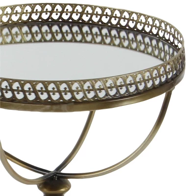Metal And Glass Round Pedestal Table Gold - Olivia & May 8 Metal And Glass Round Pedestal Table Gold - Olivia & May - Image 6