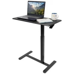 Mount-It! Height Adjustable Overbed & Bedside Table W/ Wheels | Overbed Desk Breakfast Tray For Medical & Home Use | Standing Desk W/ Gas Spring