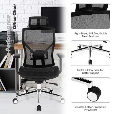 Costway Ergonomic Office Chair High-Back Mesh Chair W/Adjustable Lumbar Support 5 Costway Ergonomic Office Chair High-Back Mesh Chair W/Adjustable Lumbar Support - Image 3
