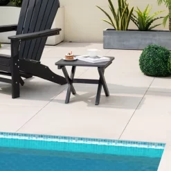 Costway Outdoor Folding Side Table Weather-Resistant HDPE Adirondack Table Black/Gray