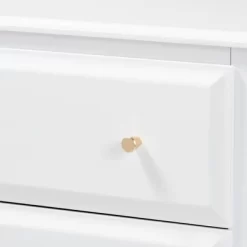 3 Drawer Naomi Wood Bedroom Chest White/Gold - Baxton Studio -Furniture Specialty Store GUEST 777228b4 54b6 4080 83a0 10393b9c1f68