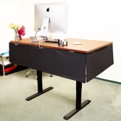 Mount-It! Under Desk Modesty Panel For Office Desks And Sit Stand Workstations | Mesh Organizer Pockets For Cables And Wires | 60 Inches Wide | Black