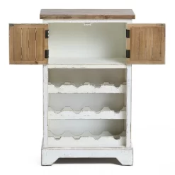 LuxenHome White And Natural Wood 2-Door Wine Cabinet -Furniture Specialty Store GUEST 77ae31a9 3548 4673 bb10 3c584aa88ac6