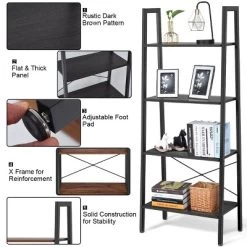 Tangkula 4-Tier Ladder Bookshelf Display Ladder Rack Free-Standing Plant -Furniture Specialty Store GUEST 77fa62d4 c38f 411b a445 b784e64b5969
