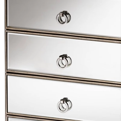 Ewan Mirrored 3 Drawer Nightstand Silver - Baxton Studio 6 Ewan Mirrored 3 Drawer Nightstand Silver - Baxton Studio - Image 4