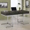 Noorvik 3 Drawer Writing Desk With Chrome Base Dark Oak - Coaster