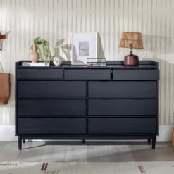 Mid-Century Modern Solid Wood 9 Drawer Horizontal Dresser - Saracina Home -Furniture Specialty Store GUEST 7a24835f 4cfa 4639 a0fe 1dde2e770190