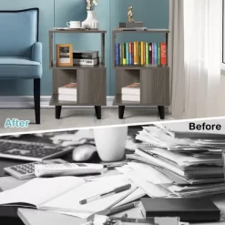 Costway 2 PCS Nightstand Set Modern Side End Table Storage Shelf Grey -Furniture Specialty Store GUEST 7a284bd6 6d81 4fcb ac74 8bca5f2ecfb7