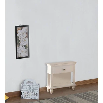 Poplar Wood Nightstand With Spacious Storage White - Benzara 3 Poplar Wood Nightstand With Spacious Storage White - Benzara
