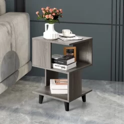 Costway 2 PCS Nightstand Set Modern Side End Table Storage Shelf Grey -Furniture Specialty Store GUEST 7ad38ebf 3078 4816 8584 59e683f71996
