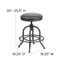 Merrick Lane Counter Stool Contemporary Black Faux Leather Backless Stool With Swivel Seat Height Adjustment And Footrest -Furniture Specialty Store GUEST 7ad84234 3063 4468 9b85 a258767e598c
