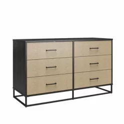 Kelly 6 Drawer Dresser Faux Rattan/Black Oak - Novogratz -Furniture Specialty Store GUEST 7b6ccb5c b8cc 4867 854a 94e582c4b6cb