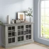 Costway 55'' Buffet Server Table Storage Cabinet Sideboard Glass Doors Adjustable Shelves