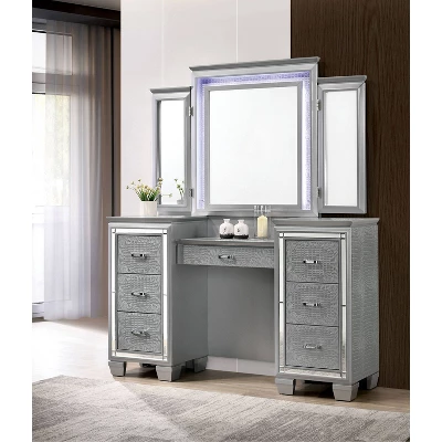 2pc Mallery Vanity Set With Stool Silver - HOMES: Inside + Out 6 2pc Mallery Vanity Set With Stool Silver - HOMES: Inside + Out - Image 4