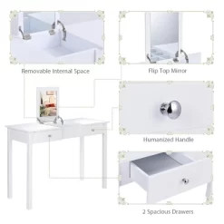 Costway Vanity Table Dressing Table Flip Top Desk Furniture White -Furniture Specialty Store GUEST 7c71cdcb 5cbc 4237 a414 6a67e5e56d5a