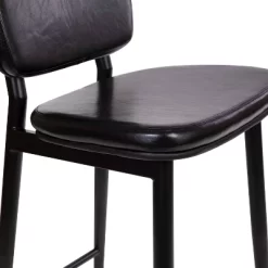 Set Of 2 Faux Leather Contemporary Black Metal Frame Barstools With Integrated Footrest - Merrick Lane -Furniture Specialty Store GUEST 7d462004 74b3 4d1d b8a2 628222f6b05a