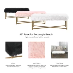 Faux Fur Rectangle Bench White - HomePop -Furniture Specialty Store GUEST 7daf0164 ce5e 4466 a2a1 b8a6b9eb7f8b