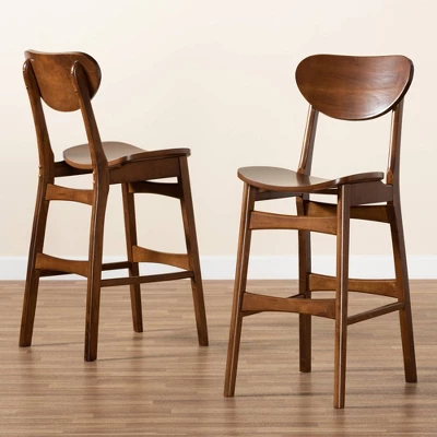 2pc Katya Wood Barstool Set - Baxton Studio 8 2pc Katya Wood Barstool Set - Baxton Studio - Image 6