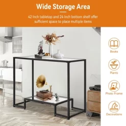 Costway Entryway Console Sofa Side Table W/Tempered Glass For Entrance Living Room -Furniture Specialty Store GUEST 7e25e779 3e64 403c ac8e c163afc5f71a