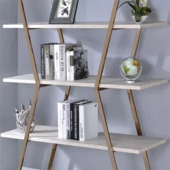 Ketano Metal 4-Shelf Bookcase In Champagne And White - Furniture Of America -Furniture Specialty Store GUEST 7ee0d0bc 29a8 4164 9710 109b31644621