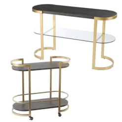 Lyflon Rolling Bar Cart Black/Gold - Aiden Lane -Furniture Specialty Store GUEST 7fe41314 d803 44d6 ae77 72ec2bca0add
