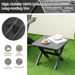 Costway Outdoor Folding Side Table Weather-Resistant HDPE Adirondack Table Black/Gray -Furniture Specialty Store GUEST 7fe76c3d e9bd 470e b1b7 c5ab73084611